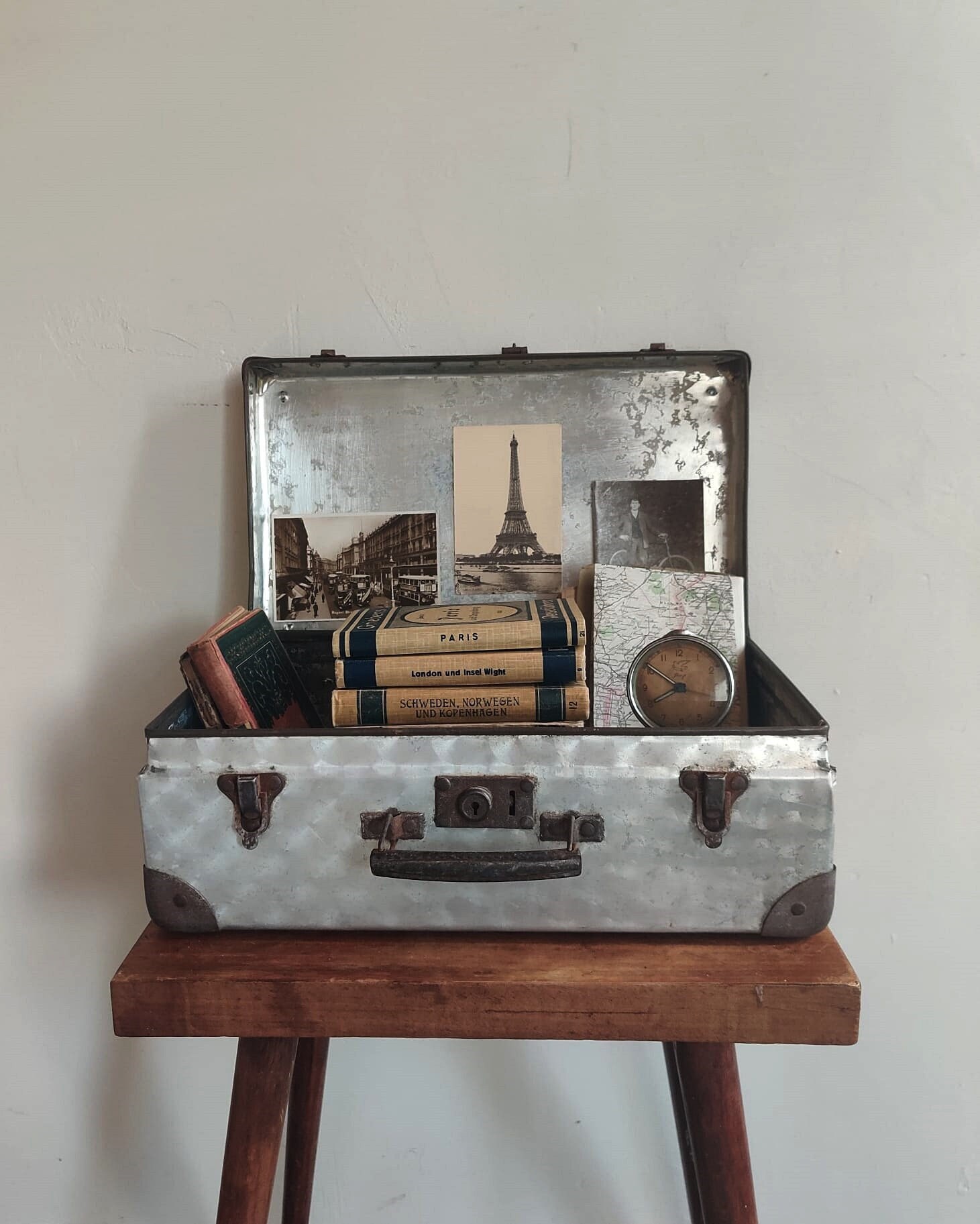 Old Small Aluminum Travel Suitcase, France, 50s/60s, Suitcase