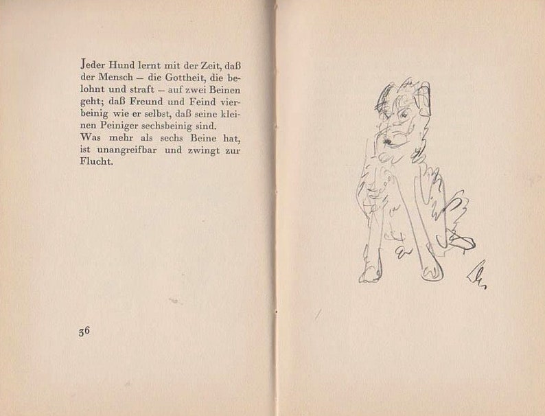 May include: A black and white illustration of a dog sitting on its hind legs. The dog has a long snout and floppy ears. The illustration is drawn in a simple style.