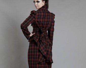 Tailored Steampunk Tartan Jacket, Hand made, bespoke, unique