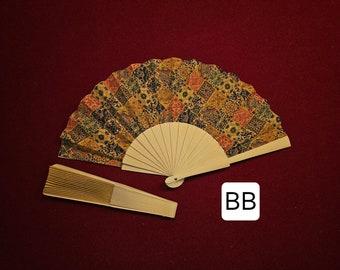Beautiful CORK/wood folding fan Multiple styles AA-FF