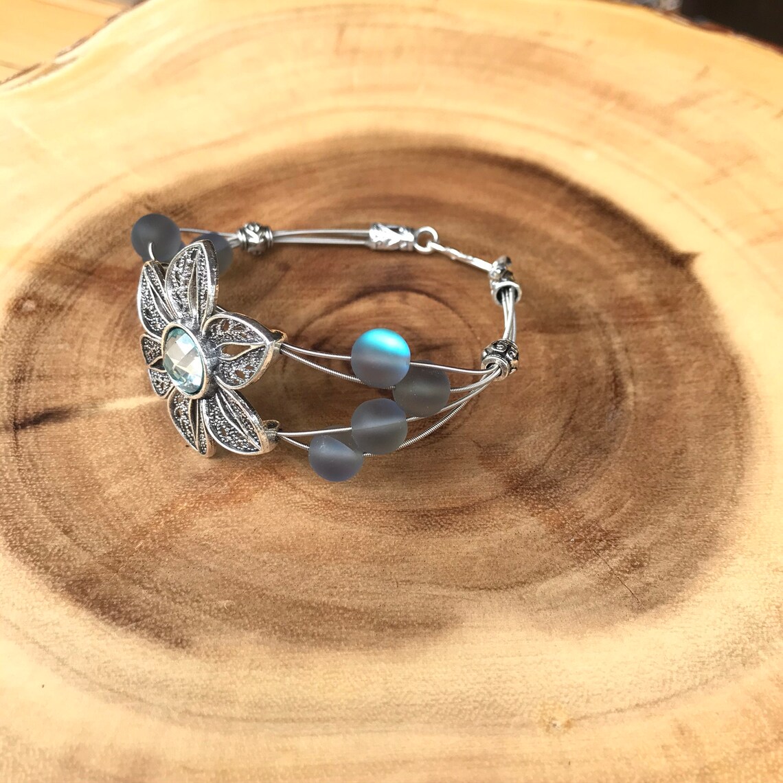 Recycled Guitar String Bracelet Flower Etsy