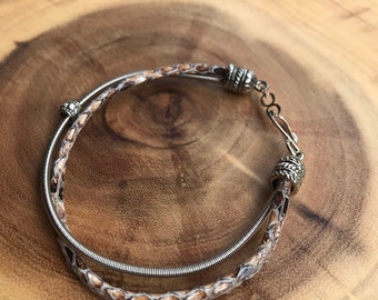 Recycled Guitar String Bracelet Cork/Leather with bead (Multiple styles/colors)