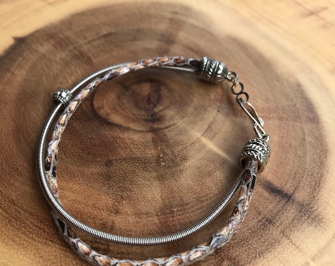 Recycled Guitar String Bracelet Cork/Leather with bead (Multiple styles/colors)