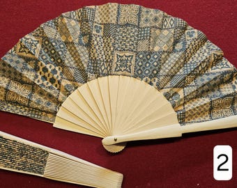 Beautiful CORK/wood folding fan Multiple styles a-j