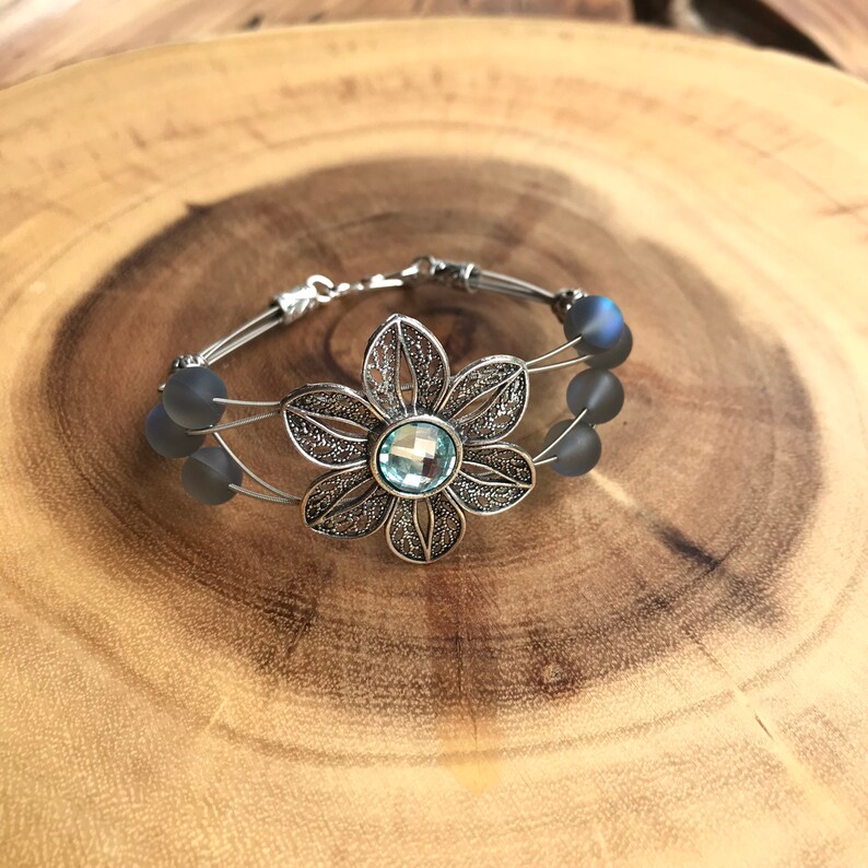 Recycled Guitar String Bracelet Flower Etsy