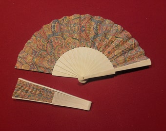 Beautiful CORK/wood folding fan Multiple styles a-j
