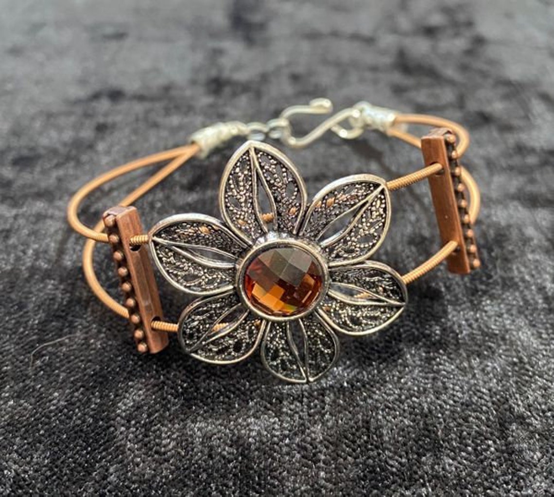 Recycled Guitar String Bracelet Flower Etsy