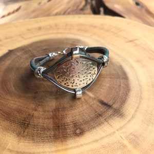 Recycled Guitar String Bracelet leather/cork  (multiple colors)