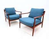 Teak armchair 60s, Knoll Antimott, newly upholstered