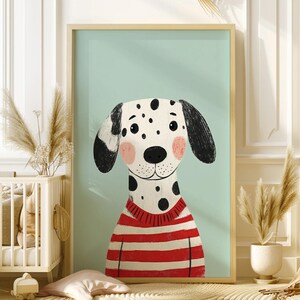 Graziosa arte murale dalmata - Adorabile poster con ritratto di cane per la cameretta dei bambini, decorazione per la cameretta dei bambini con stampa animalier, stampa artistica di genere neutro, decorazione per bambini piccoli