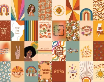 32 Retro Wall Collage kit, 70s Retro Aesthetic Room Decor, poster Digital Prints, Preppy Gallery Wall Art,Groovy Indie decor download