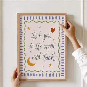 Placca In Legno A Forma Di Cuore 'Baby Girl Love You To The Moon & Back' – Decorazione Da Appendere, Larghezza 12 Cm