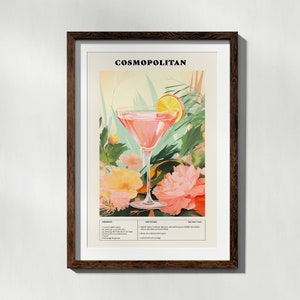 Cosmopolitan Cocktail Print, Classic Cocktail Wall Art, Maximalist Alcohol Print, Bar Cart Decor, Printable Kitchen Wall Art, Cocktail Poster