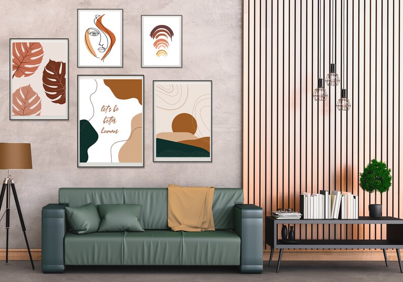 Abstract Gallery Wall Artset of 5 Minimalist Gallery Etsy India