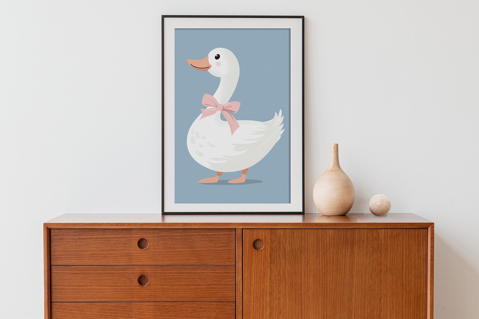 Cute Goose Wall Art, Silly Goose Print, Blue Nursery Decor, Duck With ...