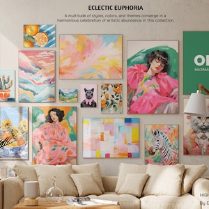 400 Eclectic Wall Art Gallery, Colorful Art Prints Bundle, Modern Gallery wall Set, Maximalist Art, Printable Posters, Digital Download