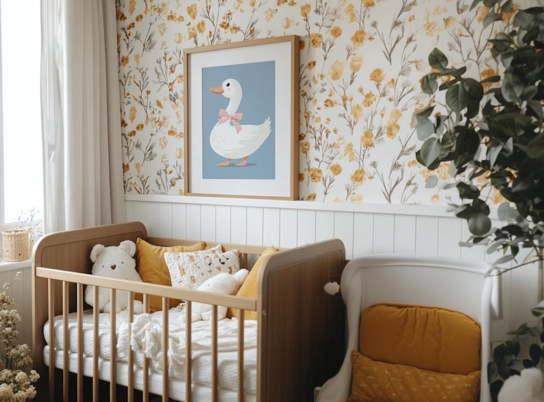 Cute Goose Wall Art, Silly Goose Print, Blue Nursery Decor, Duck With ...