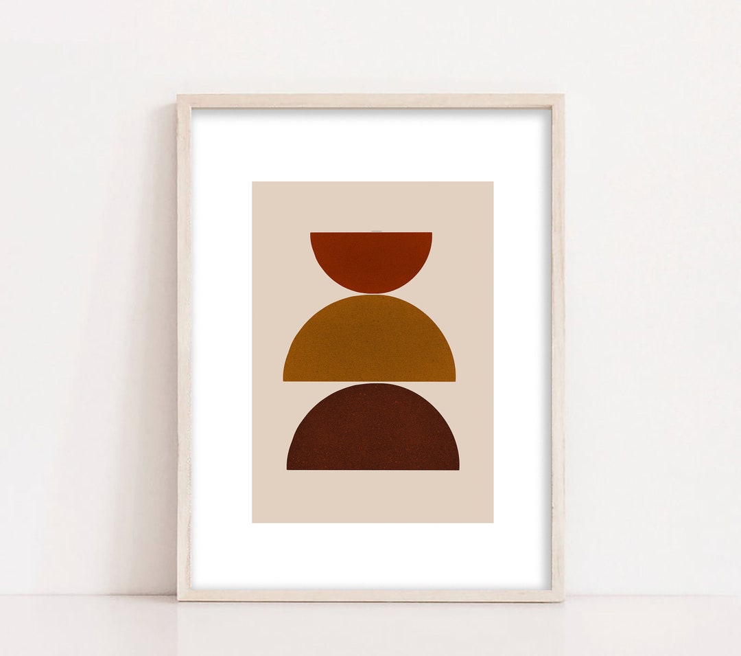 Abstract Shapes Wall Art Burnt Orange Brown Mid Century - Etsy