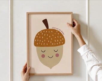 Acorn Nursery Wall Art – “Little Nut Big Dreams Quote” Baby Room Print, Woodland Kids Decor, Gender Neutral Playroom Decor, Toddler Room Art