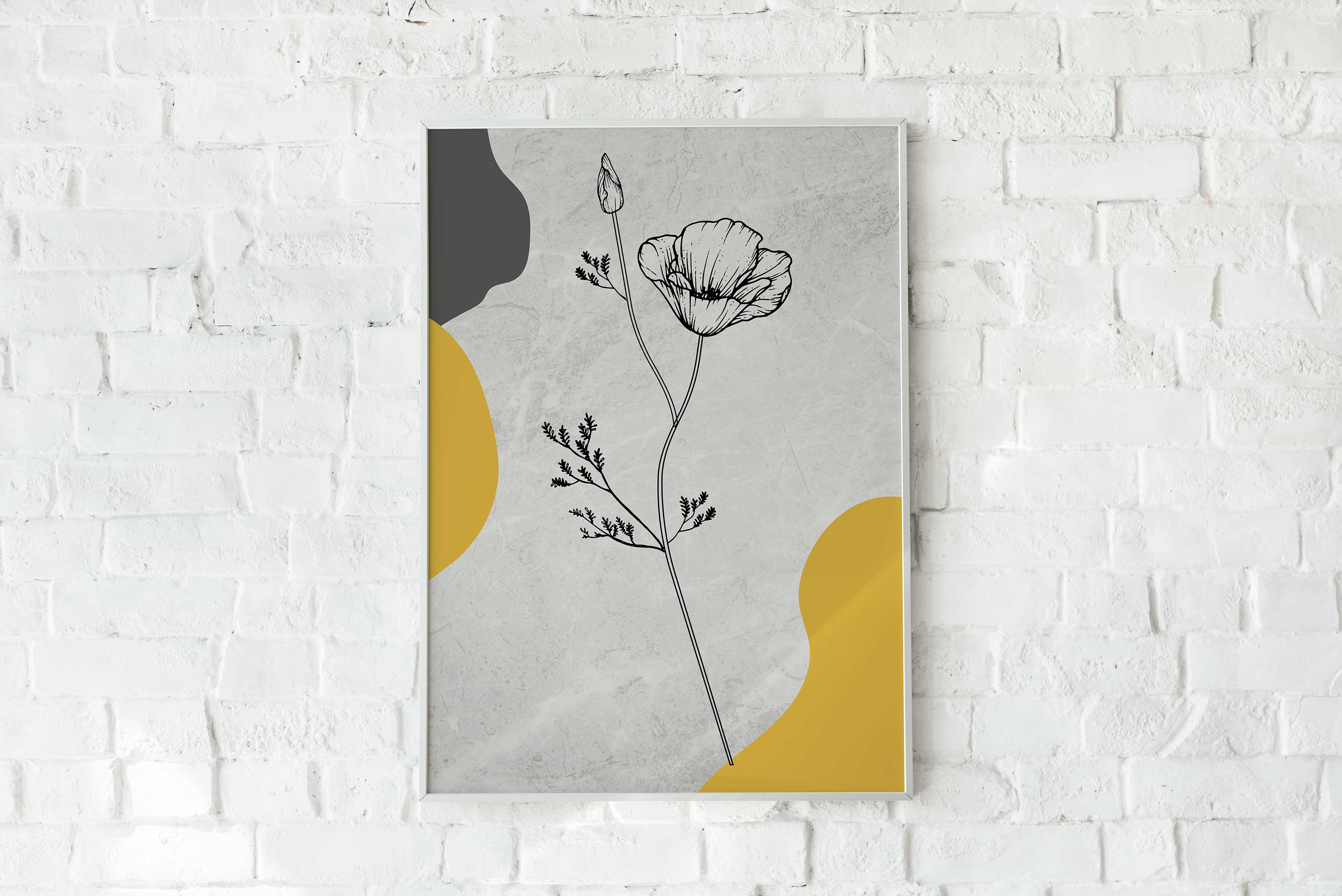 Gallery Wall Set Of 5 Prints Grey Yellow Wall Art Minimalist Etsy