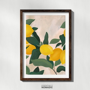 Handgemalte Illustration von Zitrusfrüchten, Zitrone, druckbare Wandkunst für Küche, Aquarell druckbare Wandkunst, botanische Illustration, Sommer Kunst