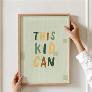 This Kid Can - Nursery Wall Art, Colorful Typography Kids Room Poster, Boys Bedroom Decor, Motivational Poster, Playroom downloadable print