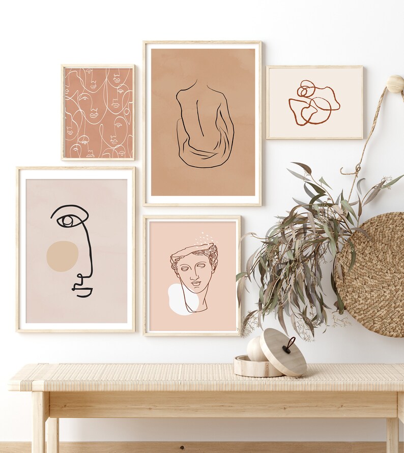 Line Art Gallery Wall SetModern Line DrawingMinimalist Etsy