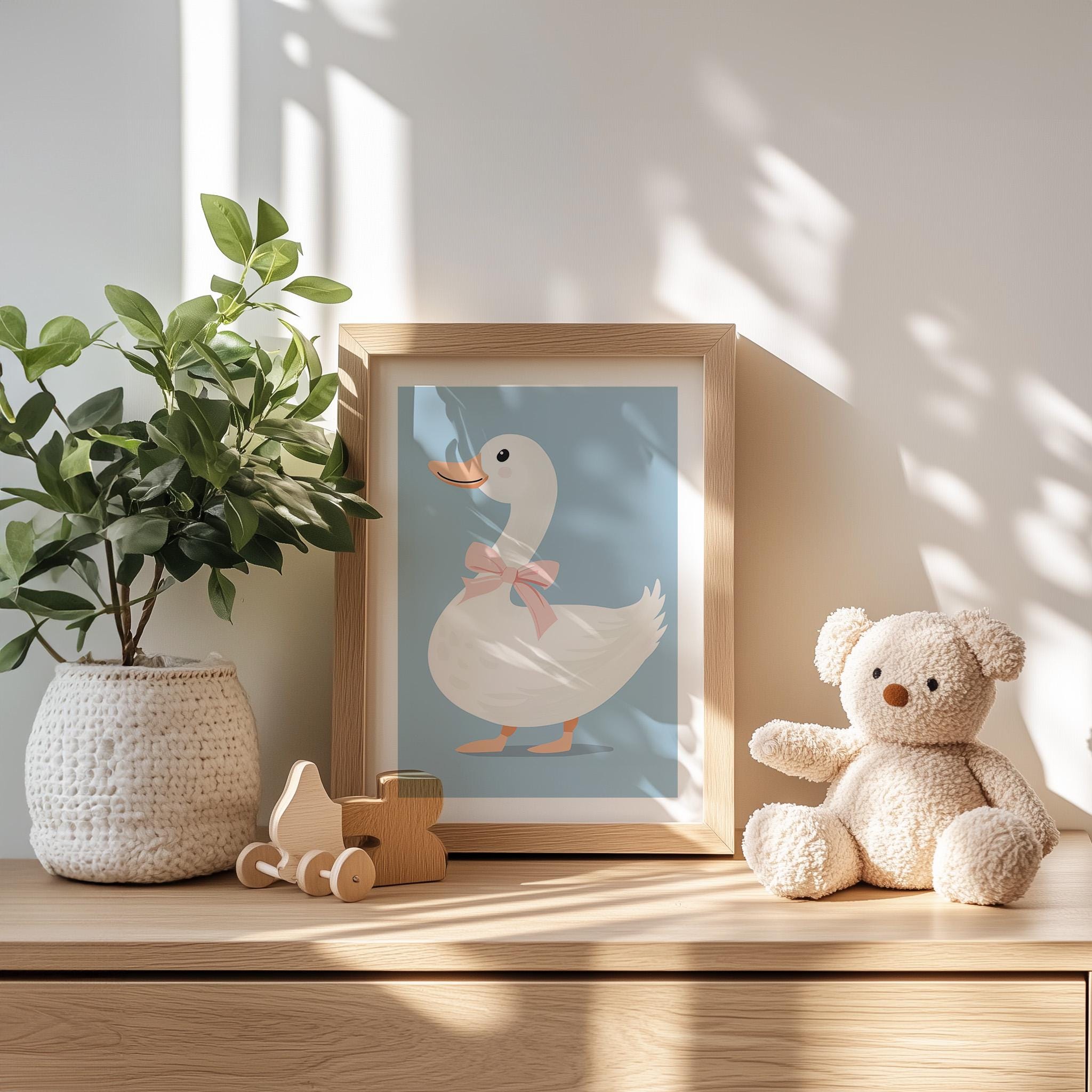 Cute Goose Wall Art, Silly Goose Print, Blue Nursery Decor, Duck With ...