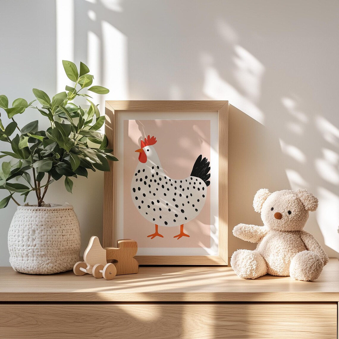 Hen Wall Art Nursery Decor, Cottagecore Farm Chicken Print, Boho ...
