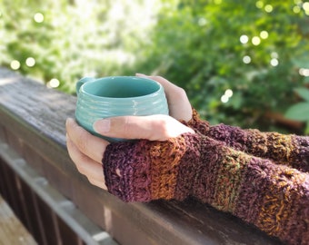 Hand warmers with thumb hole - wrist warmers women - wool arm warmers - women's cuffs - crocheted cuffs - hand warmers for the office