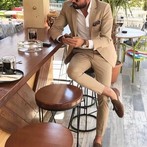 Beige best sale suit jacket