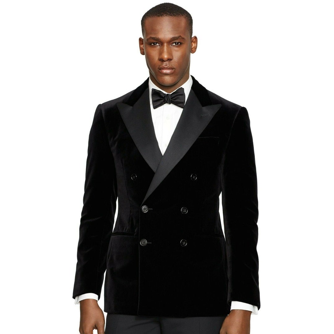 Men Tuxedo Blazer Wedding Dinner Double Breasted Coat Slim Fit Etsy