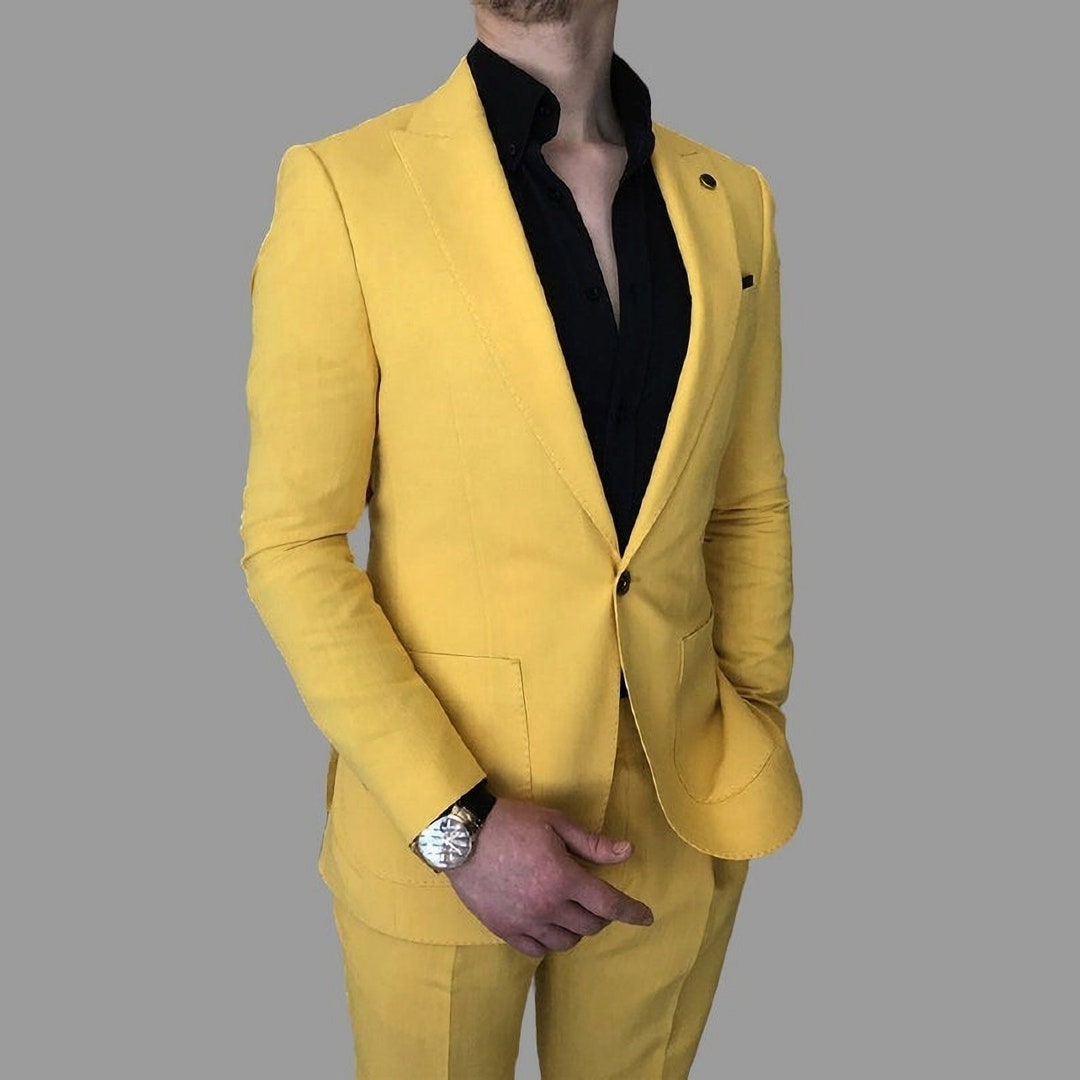 2 Piece Yellow Suit for Men Groom Wear Suit Party Wear Suit Etsy
