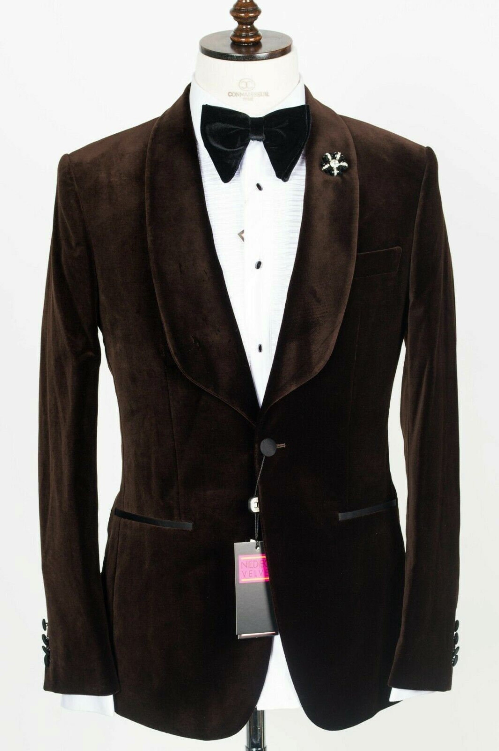 Mens Classic Brown Velvet Tuxedo Jacket Elegant Groomsman Etsy