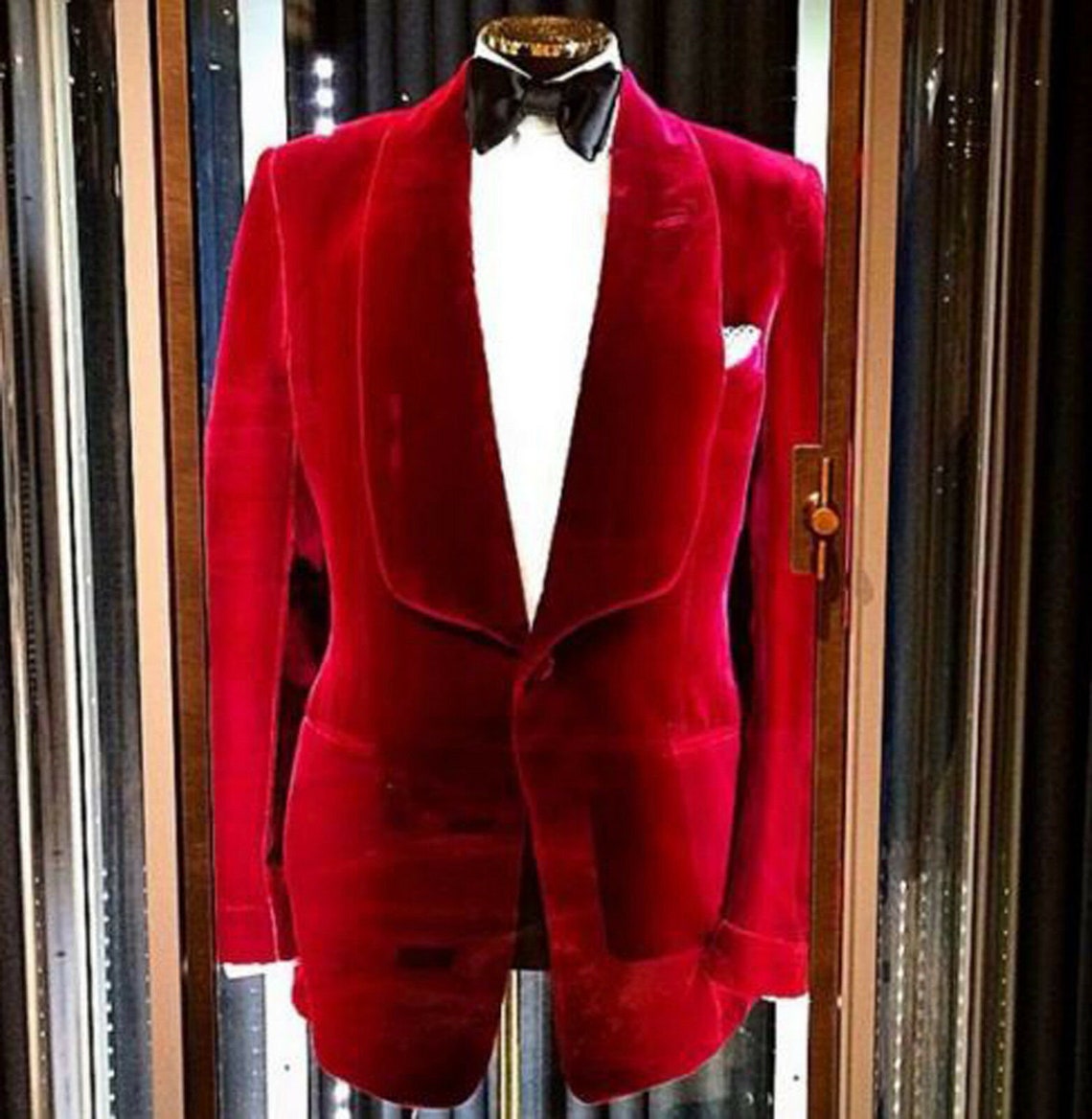 Mens Red Velvet Tuxedo Jacket Luxury Groomsman Wedding Etsy