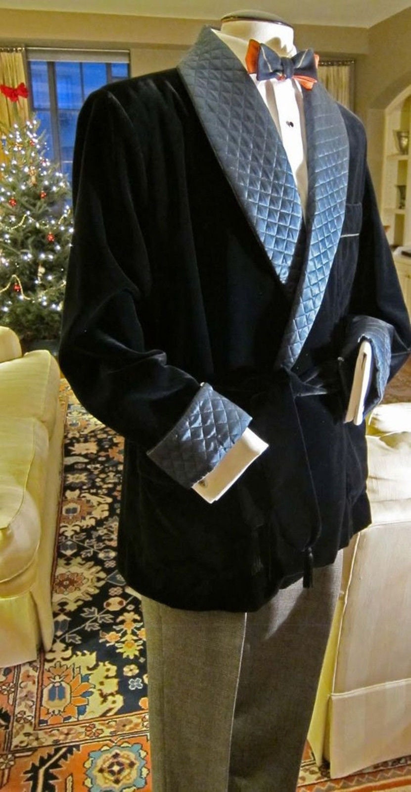 Mens quilted shop smoking jacket