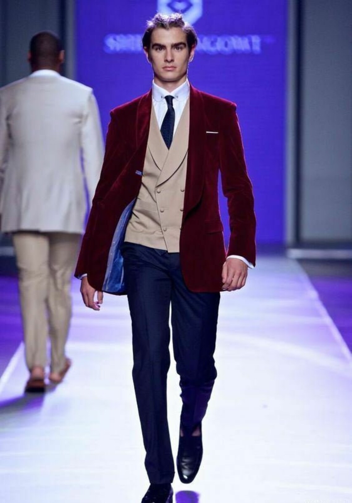 red suede tux