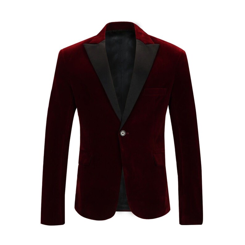 Burgundy Velvet Blazer Mens Easter Evening Party Wear Dinner Jacket Smoking Coat