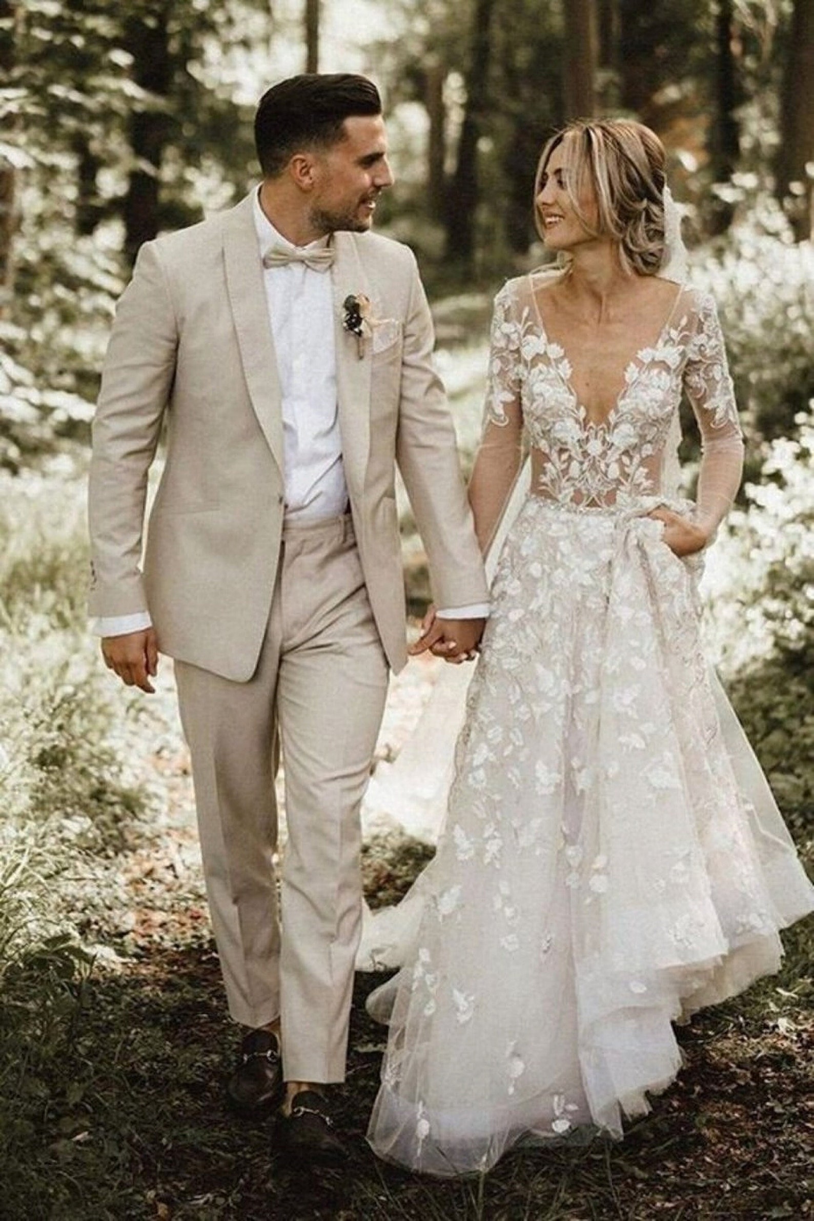 Wedding Suit for Men Beige 2 Piece Slim Fit Groom Wear Dinner - Etsy