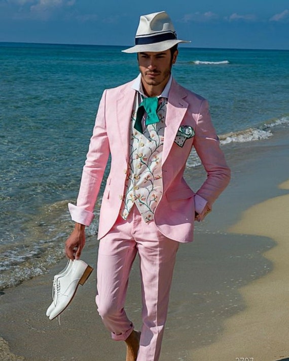 Men Suit 2 Piece Pink Summer Wedding Slim Fit Formal Prom Suit | Etsy