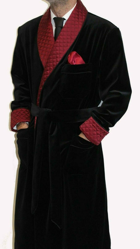 Mens long top smoking jacket