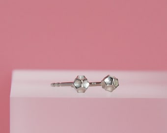 Mini silver stud earrings with dodecahedron