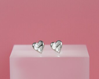 Silver heart stud earrings