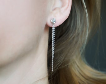 Lange Ohrhänger aus Silber mit Dodekaeder