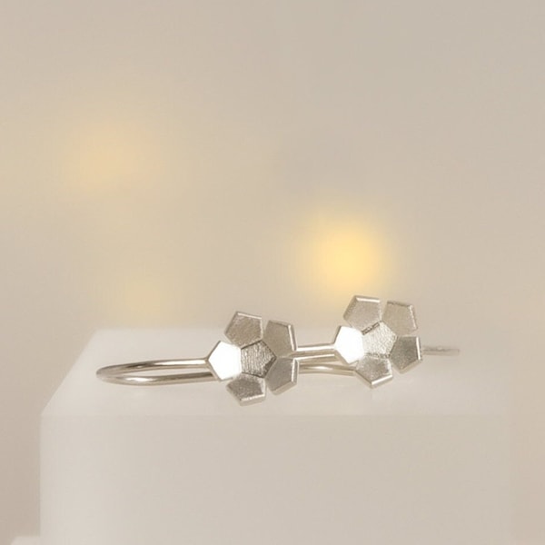 boucles d’oreilles en argent fleur pentagone