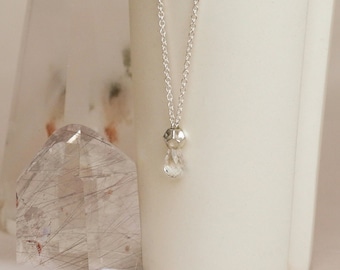 DODECAHEDRON with ROCK CRYSTAL necklace, silver