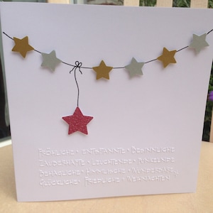 Set of 4 3D Christmas cards - star chain - embossing - Merry relaxed Christmas....