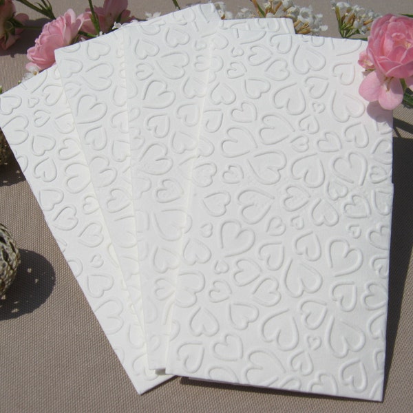 50 tears of joy handkerchiefs embossed HEARTS wedding favors