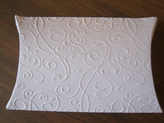 12 Embossed Gift Boxes Pillow Box Flourishes Wedding Communion Confirmation Baptism Choice
