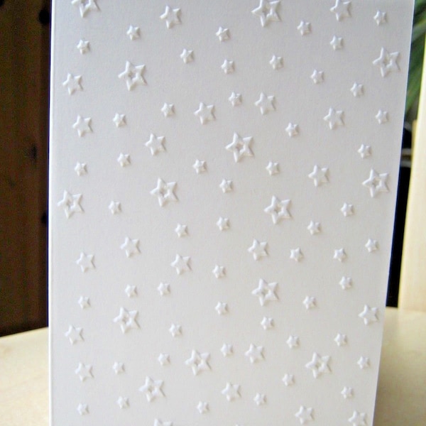 10 white embossed Christmas cards with envelope ADVENT CHRISTMAS simply elegant - stars